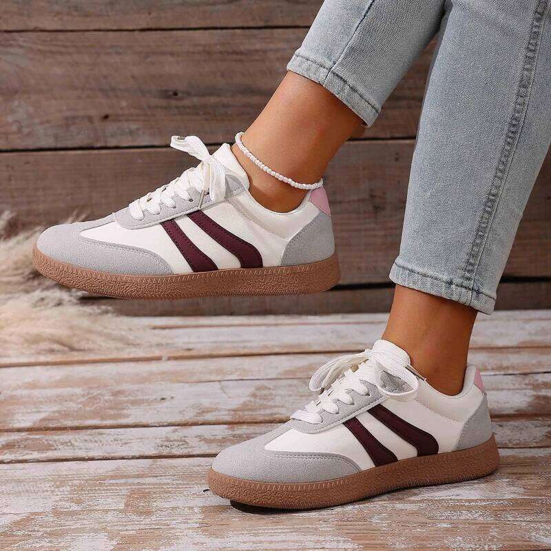 2025 Spring New Women's Fashion Round Head Design Vulcanized Outdoor Anti slip Comfortable Sports Shoes