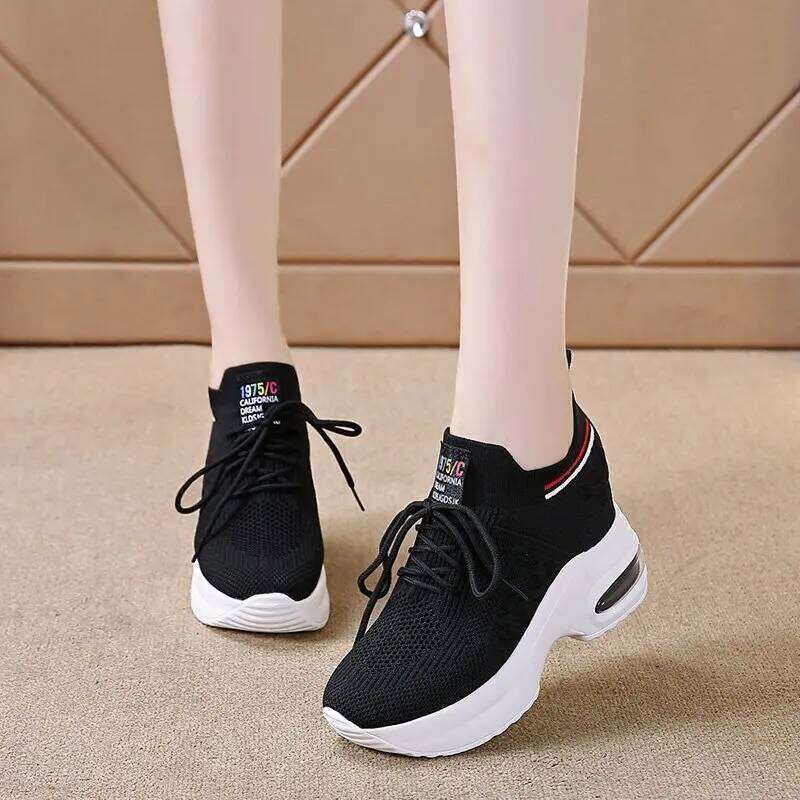 Womens PU Fabric Retro Lace-Up Sneakers Women's Heels Summer Autumn Fashion Designer Tennis Female Breathable Shoes