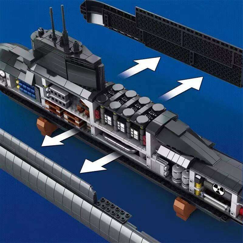 Military Large The type 094 Strategic Nuclear Submarine Building Blocks Model MOC Bricks Arms Warship Sets Kids Toys Boys Gifts Z260306