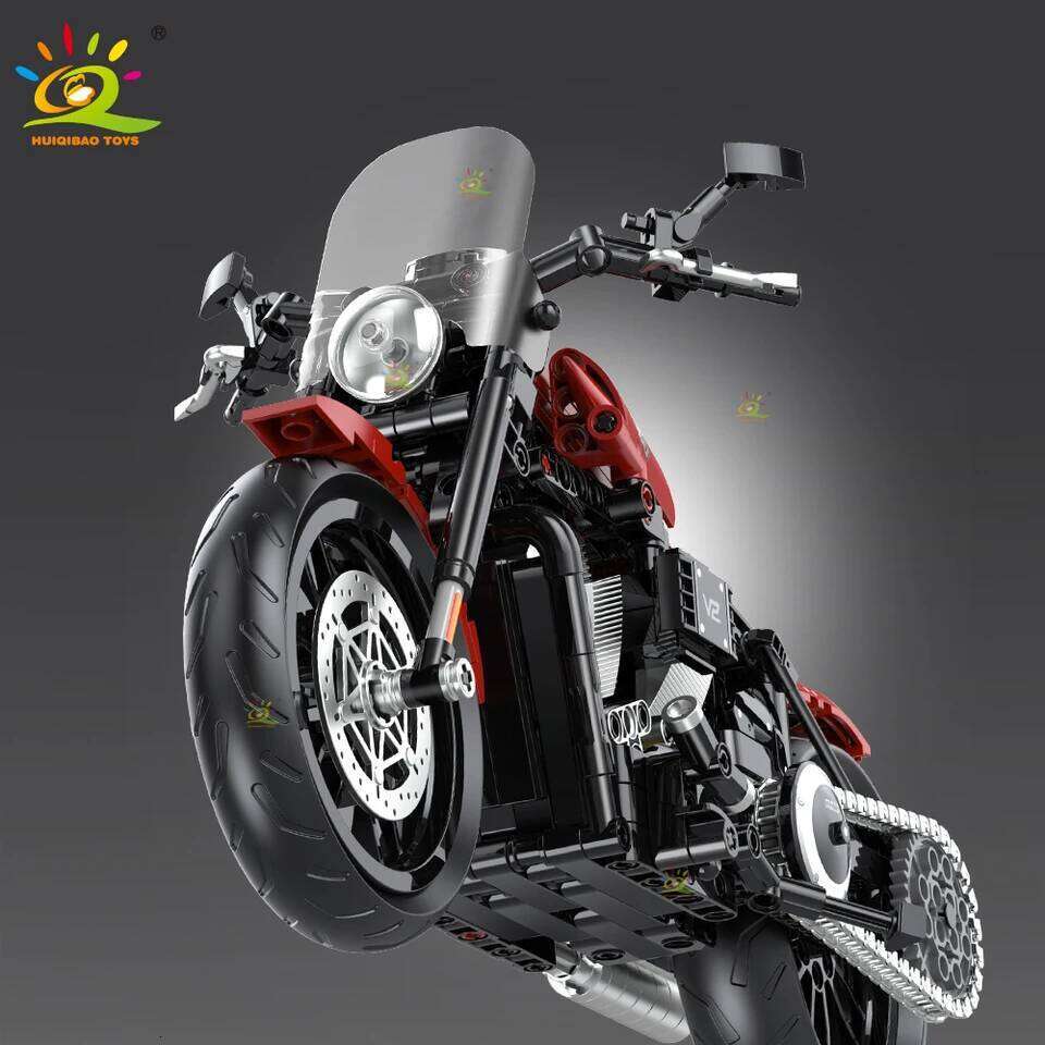HUIQIBAO 1:8 Classic Motorbike Building Blocks High-tech Model Moto City Racer Bricks Toy for Kid Boy Children Adult MOC Car Set Z260306