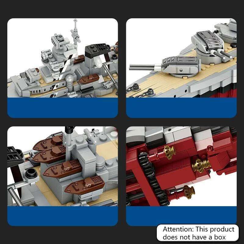 2081PCS Bismarck Submarine Battleship Blocks Large Warship Modular Building Block Assembly Model Toy Adult Gift Z260306