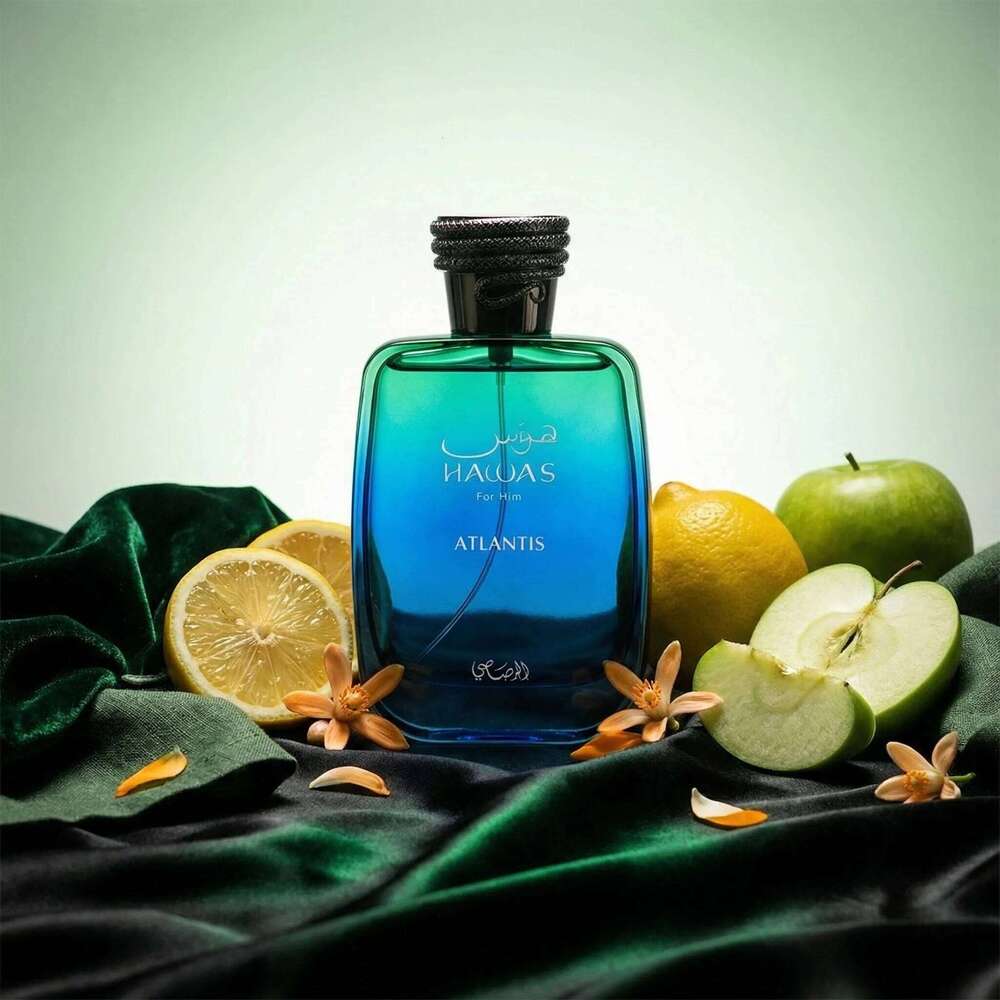 Rasasi Hawas Atlantis Eau De Parfum For Men 100ml Aquatic Citrus Scent With Bergamot Lemon Ambergris Base Note Spray 26H0306