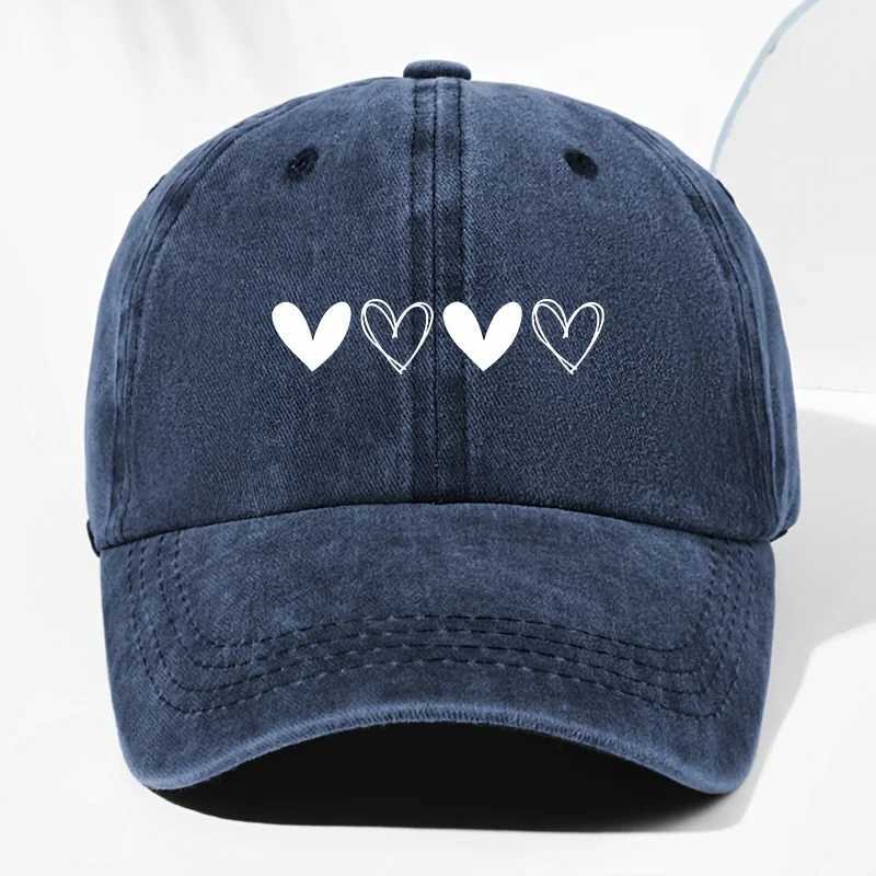Unisex retro baseball cap with heart-shaped pattern for outdoor sun protection suitable for truck drivers all year round S260306