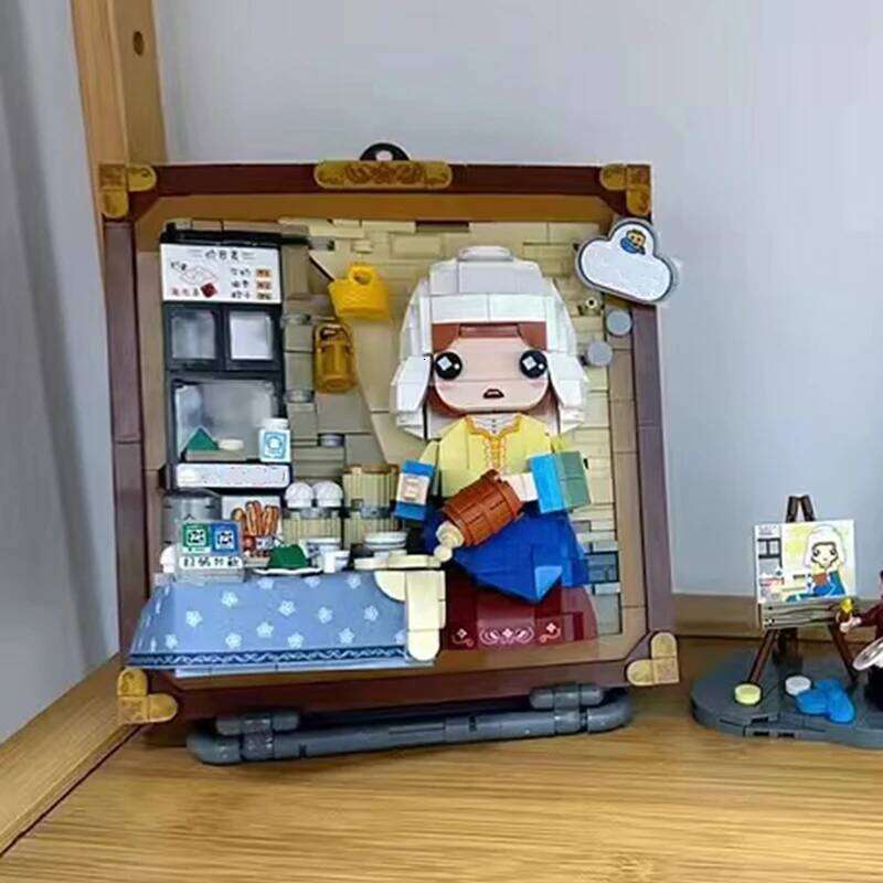 Mini Building Blocks DIY World Famous Painting Screaming Milkmaid Three-dimensional Hanging Picture Ornament Children's Toy Gift Z260306