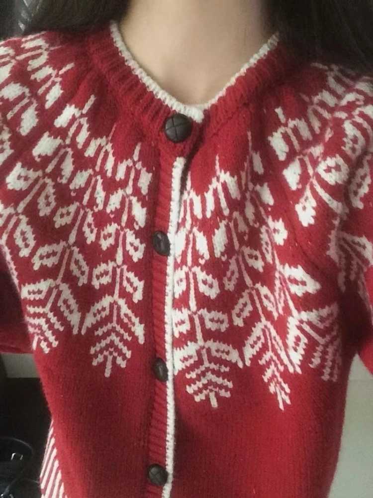 Zjaiss Autumn Winter Lazy Style Loose Long Sleeves O-neck Single-Breasted Knitted Cardigan Korean Retro Jacquard Women Sweater M260306