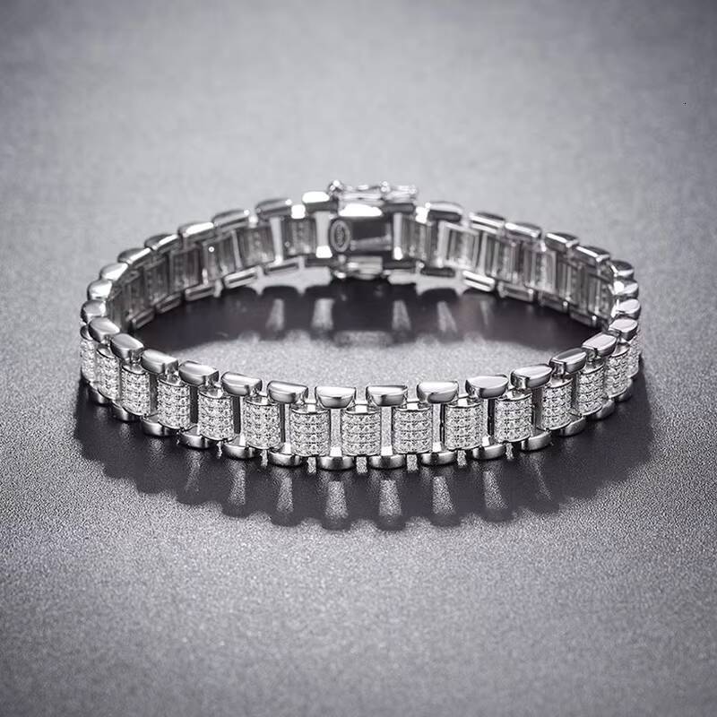 custom bracelets 925 Sterling Silver Mens Moissanite Bracelet 224ct Cuban Link Chain Tennis Bracelet