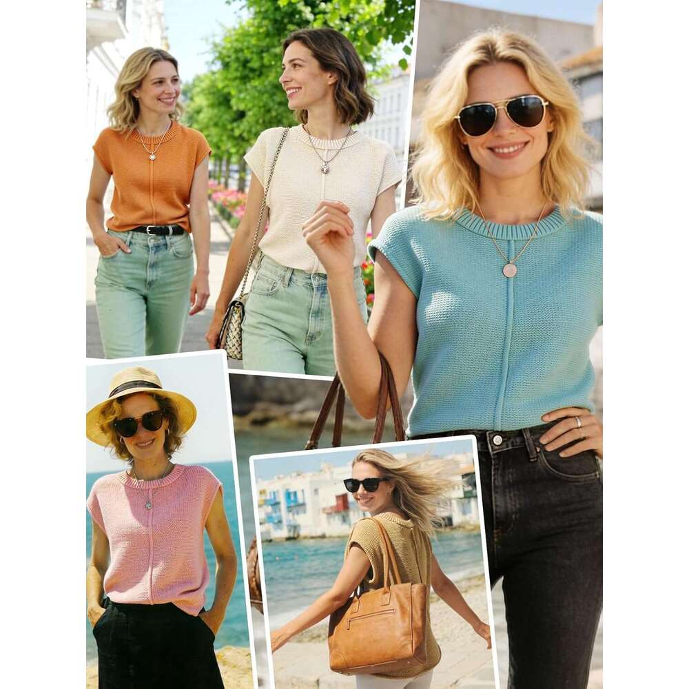 Womens Spring Fashion 2026 Summer Tops Boho Sweater Trendy Western Designer Casual Cap Sleeve Rodeo Vest Cute Vacation Outfits