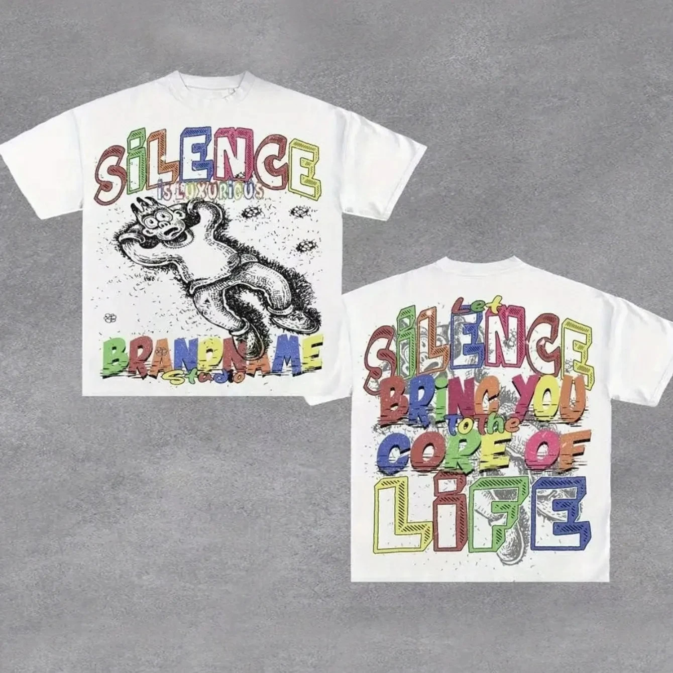 Summer Men Women Hip-hop Y2K Style Cotton T-shirt Street Style Retro Fashion Short-sleeved Print Tee Casual Loose Streetwear 260304