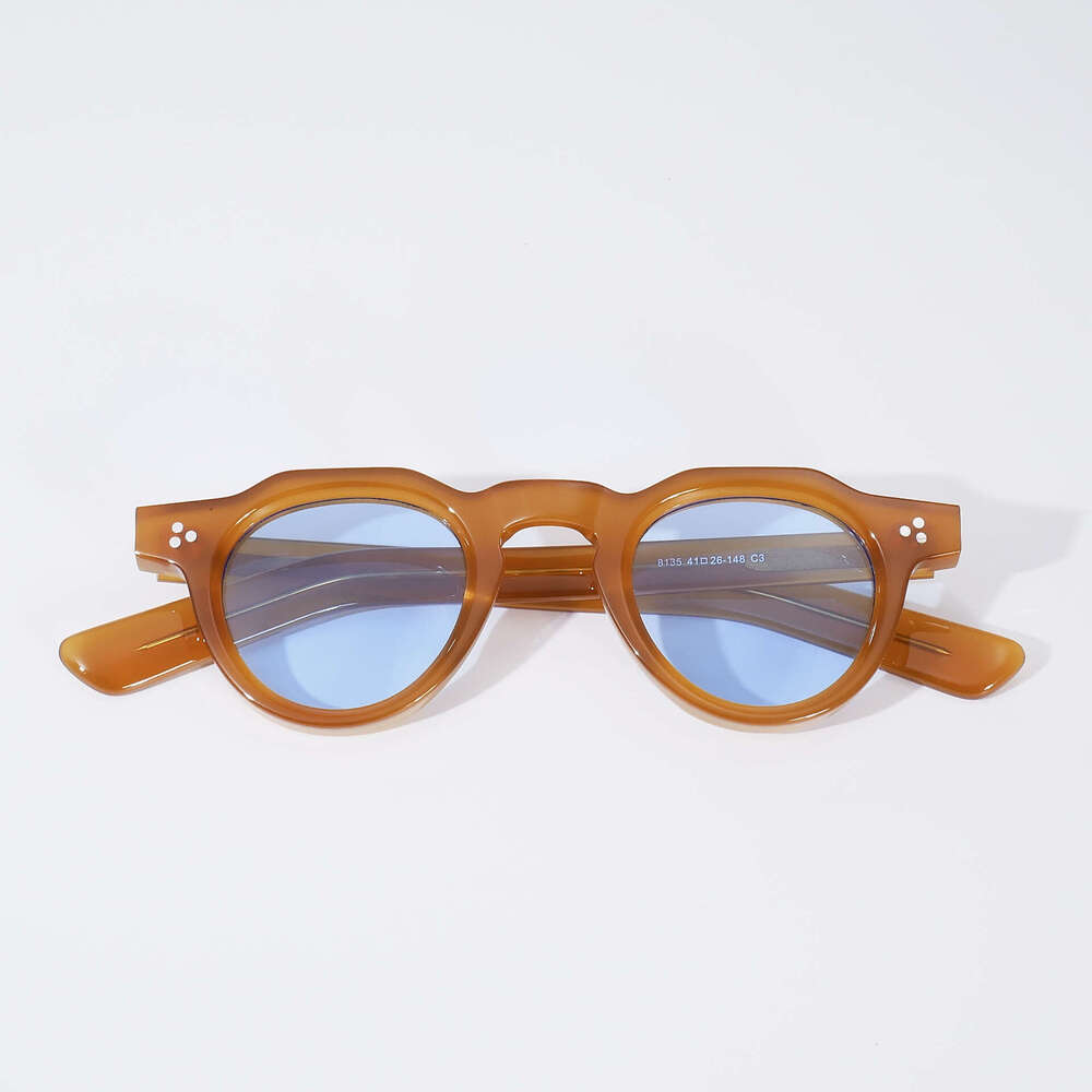 New Retro Thick Frame Acetate High-End Small Round Square Face Sun Protection Sunglasses Men Women High-Quality