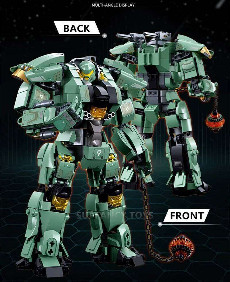 Sluban 542PCS Green Warrior With Chain Hammer Building Blocks Robot Battle Armor Assembling Educational Toys for Boys Gift Z260305