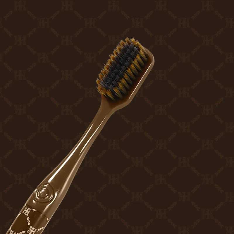 This 6-pack of adult toothbrushes features soft bristles, a small head, and a luxury plaid handle, making it an ideal family gift box set.T260306