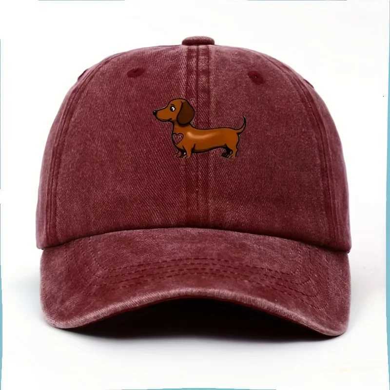 Cute Sausage Dog Pattern Printed Baseball Hat with Adjustable Snap Button Lightweight Valentines Day Gift S260306