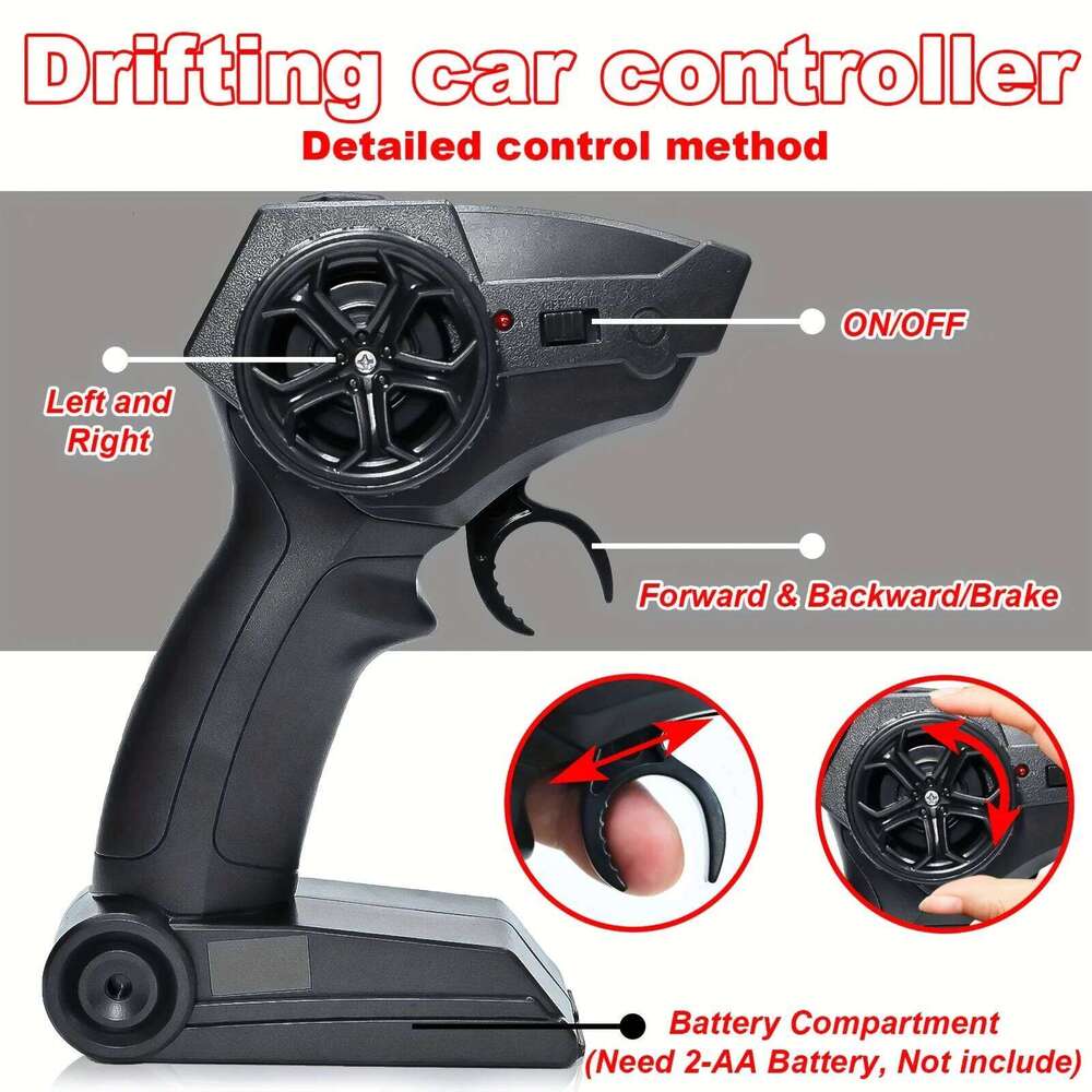 4WD High-Speed RC Drift Car with Cool Lights - 2.4GHz Remote Control Racing Toy, Rechargeable Battery Included, Black & White De C260305