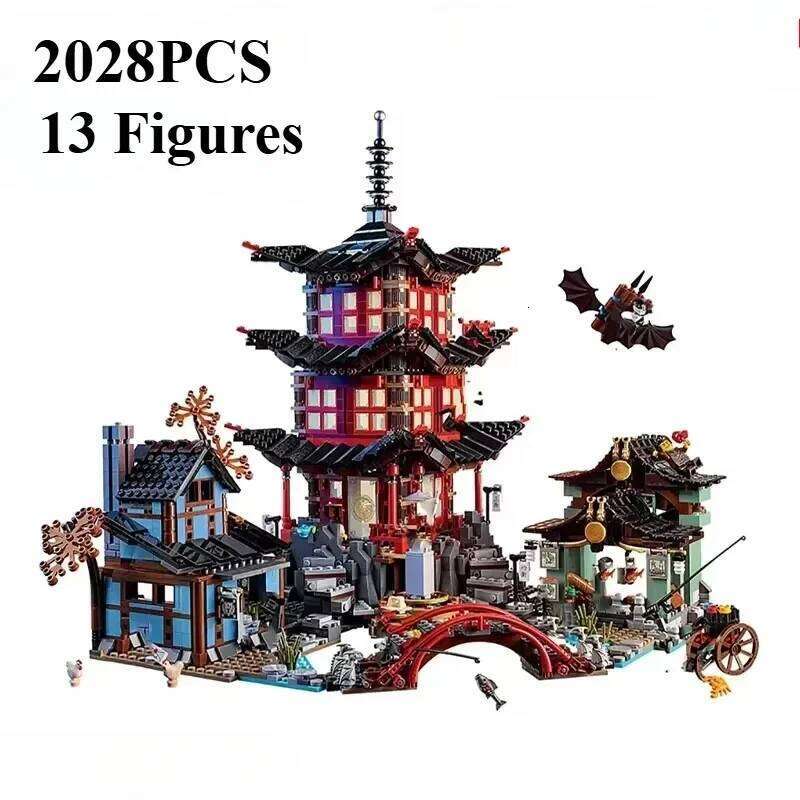 2028PCS Ninja Series Temple of Airjitzu Building Blocks With 13 Figures Street View Assemble Bricks Toy Gift For Children Kids Z260305