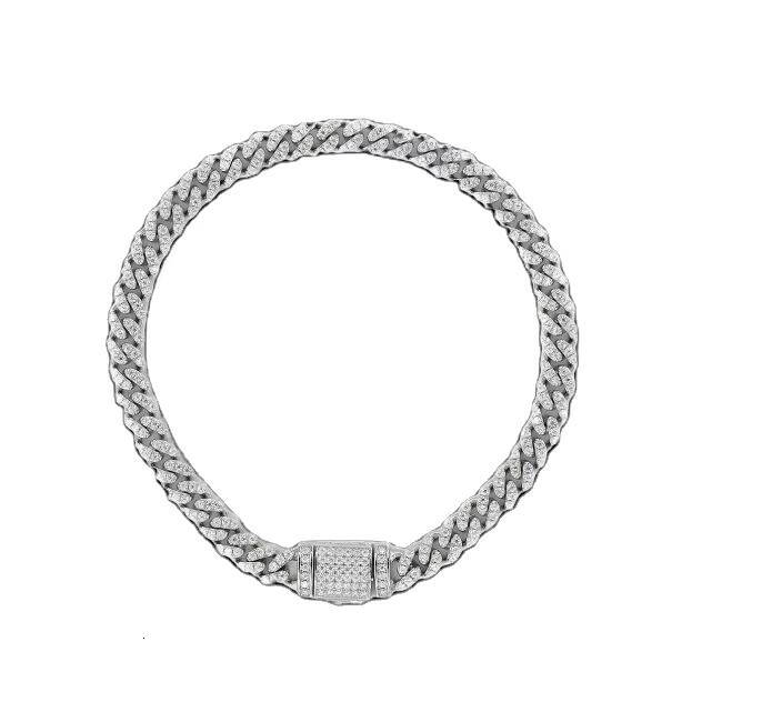 Fashion Jewelry Hip Hop Chain Moissanite Diamond Bracelet 925 Sliver White Gold Cuban Chain