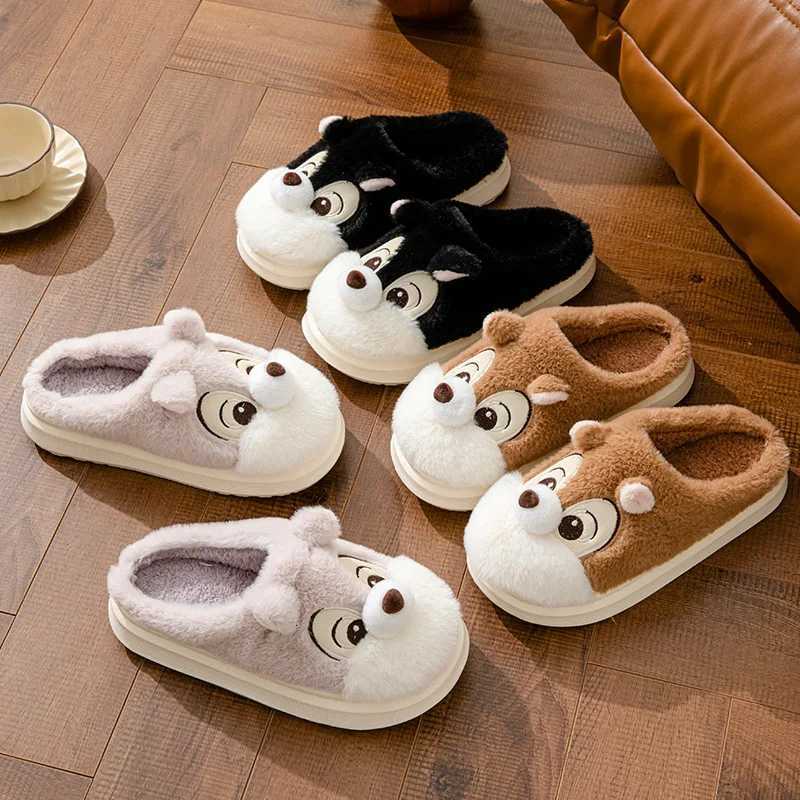 2024 new winter ladies indoor non-slip fluffy slide bedroom cartoon warm plush slippers mens casual cotton shoes S260305
