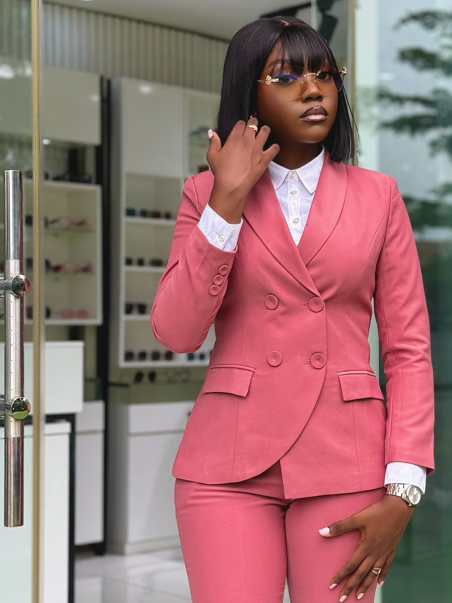Women's Prom Dresses Suit Gowns Elegant Sheer Lapel Jacket Coat and Pants Suit For Female Satin 2 Pieces Suit Customized W41