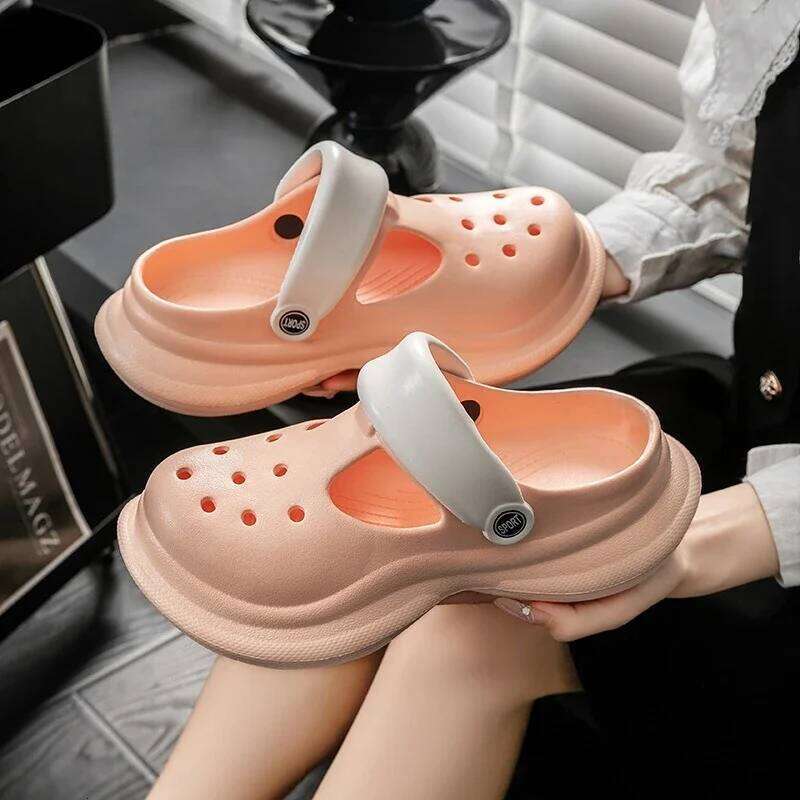2025 Summer Women's Thick-Soled Non-Slip Breathable Toe-Cap Casual Beach Slippers Comfortable Sandals