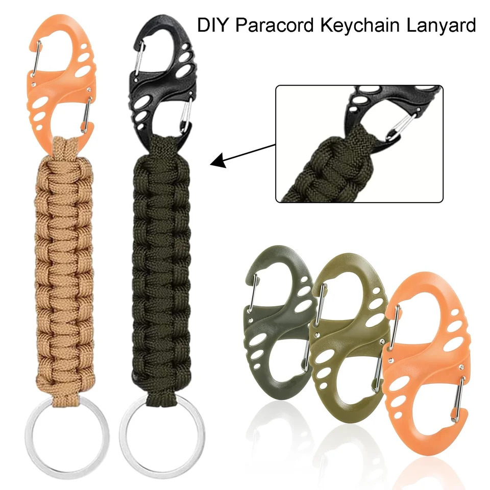 12 Pack Carabiner Clip Plastic S Clips Paracord Keychain Hooks for Key Chain Backpacks Bags Zipper Accessories 260228