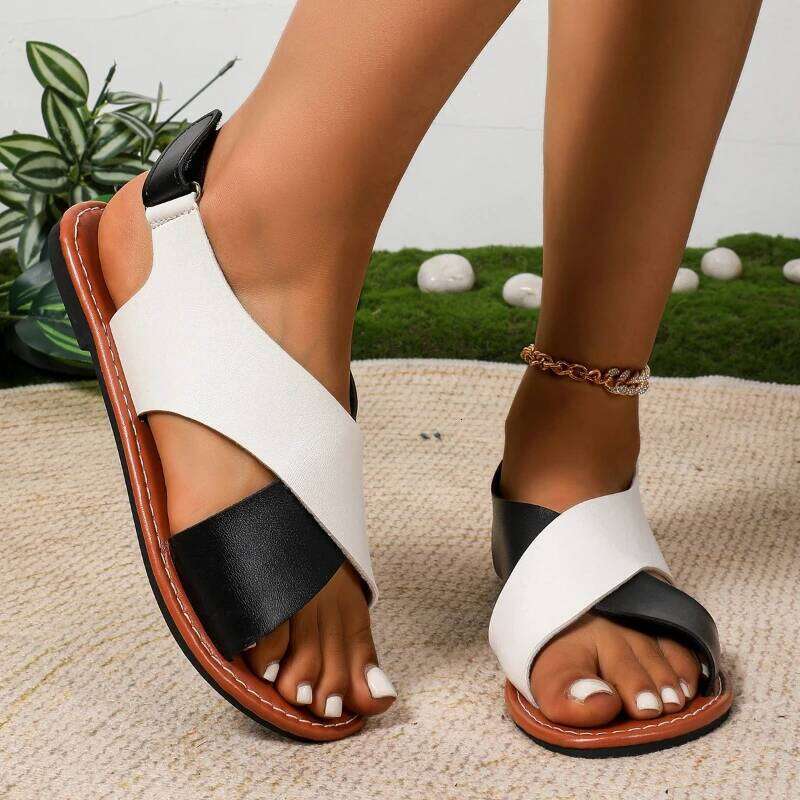 2025 Summer New Fashion Simple Flat Sandals Outdoor Leisure Wear resistant Comfortable Women's Shoes