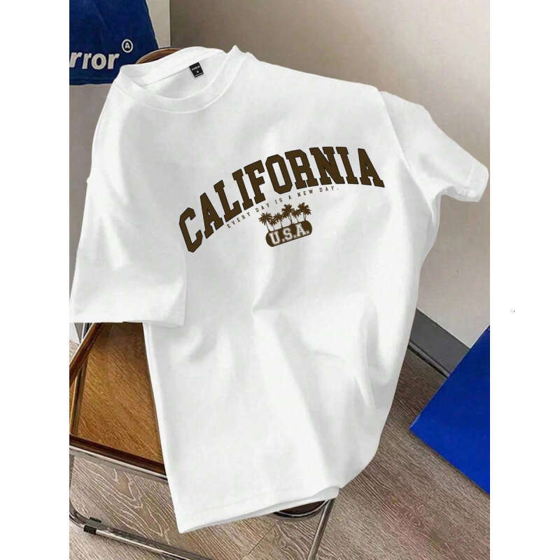 2025 New Printed Short-Sleeve T-Shirt with Unique Letter Pattern, American Street Style Trendy Top for Students and Teenagers, Men's