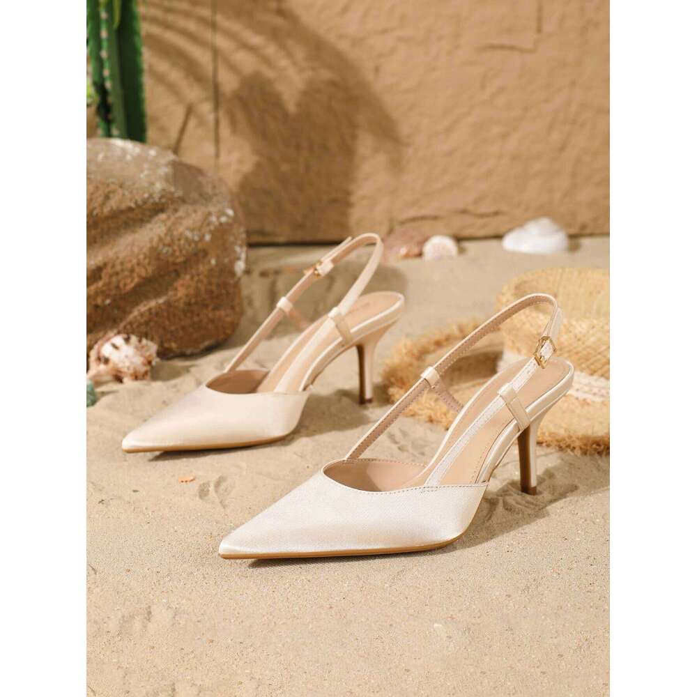 Brand Women's Shoes, Fashionable Comfortable Simple Versatile Low-cut High Heels, Breathable Stiletto Sandals.