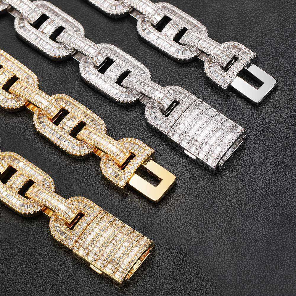 Full diamond hip-hop jewelry ins pig nose necklace, European and American high-quality personalized geometric flip-clasp H necklace