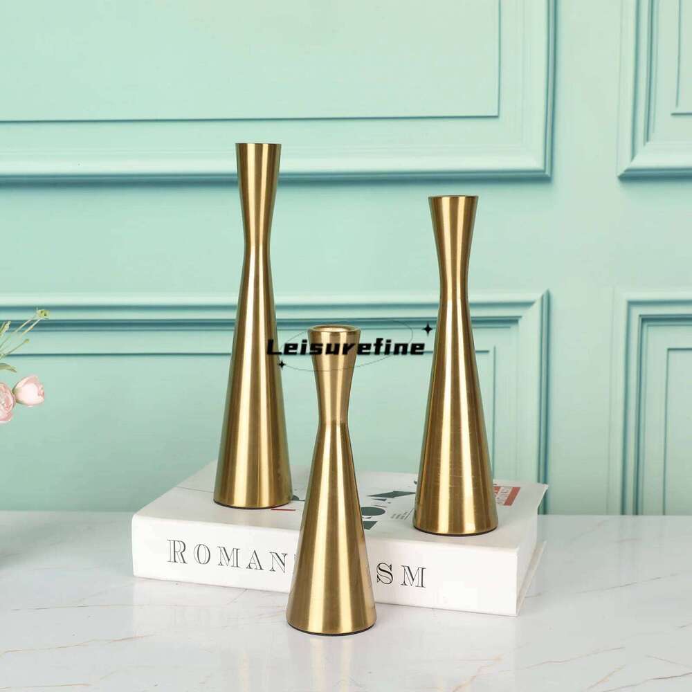 3pcs/set Candle Holders 3-sizes Iron Candlestick Conical Creative Geometric Modern Simple Golden/Black Festival Party Decoration XJ260305