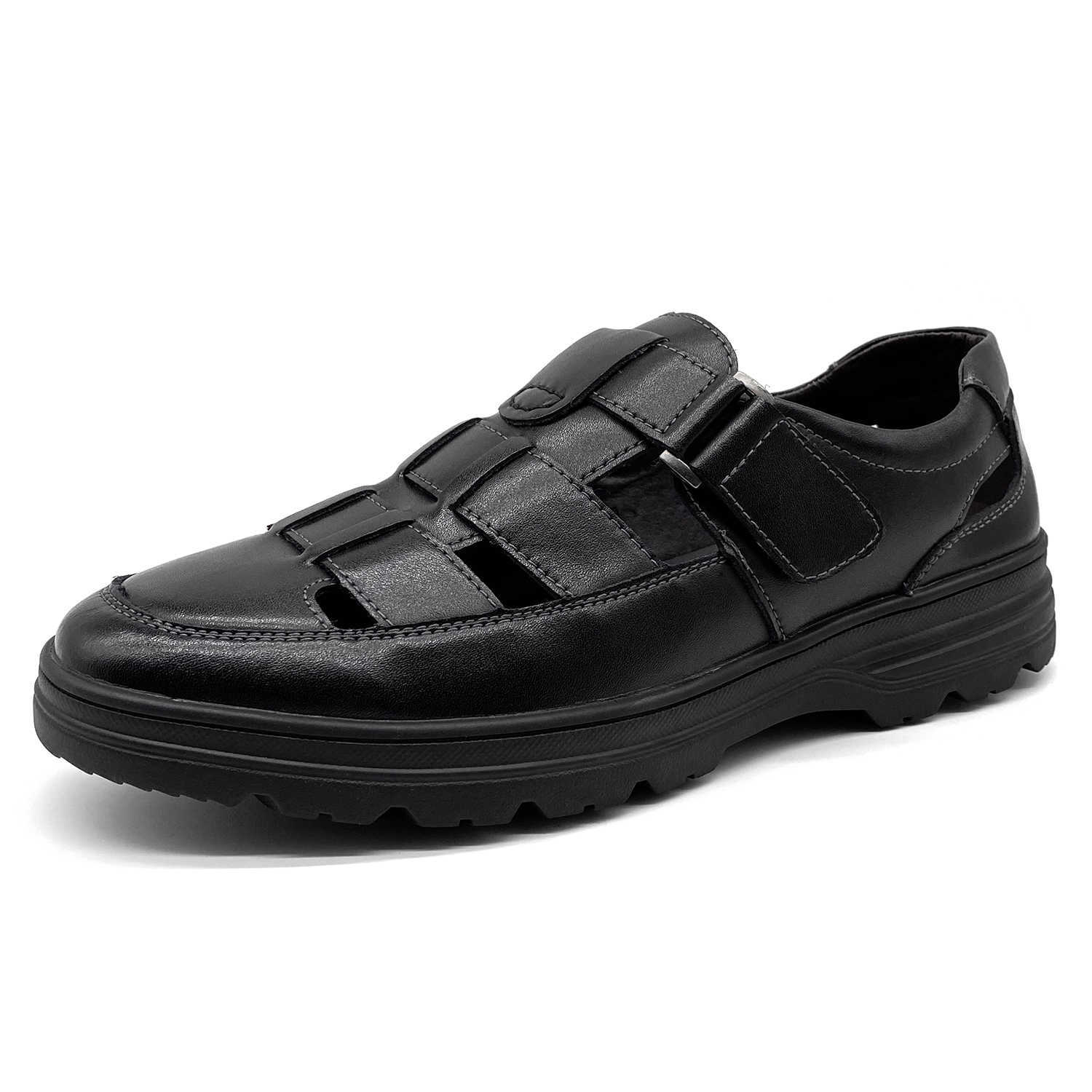 Men's Non-Slip Leather Sandals Closed Toe Breathable Summer Casual Walking Shoes Casual Closed Toe Leather Sandals Outdoor Fisherman Adjustable