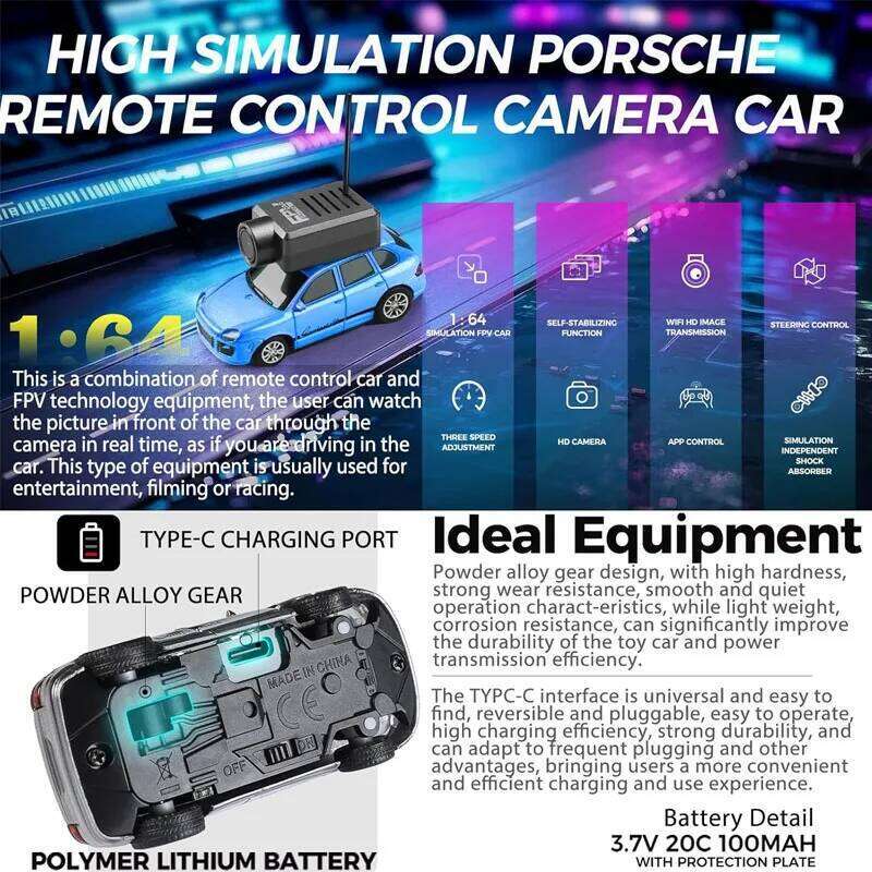 WLtoys 6401 1:64 Mini Car 2.4G Remote Control with 720P FPV Camera & WiFi APP, 2025 New RC Racing Toy Gift for Boys Girls C260305