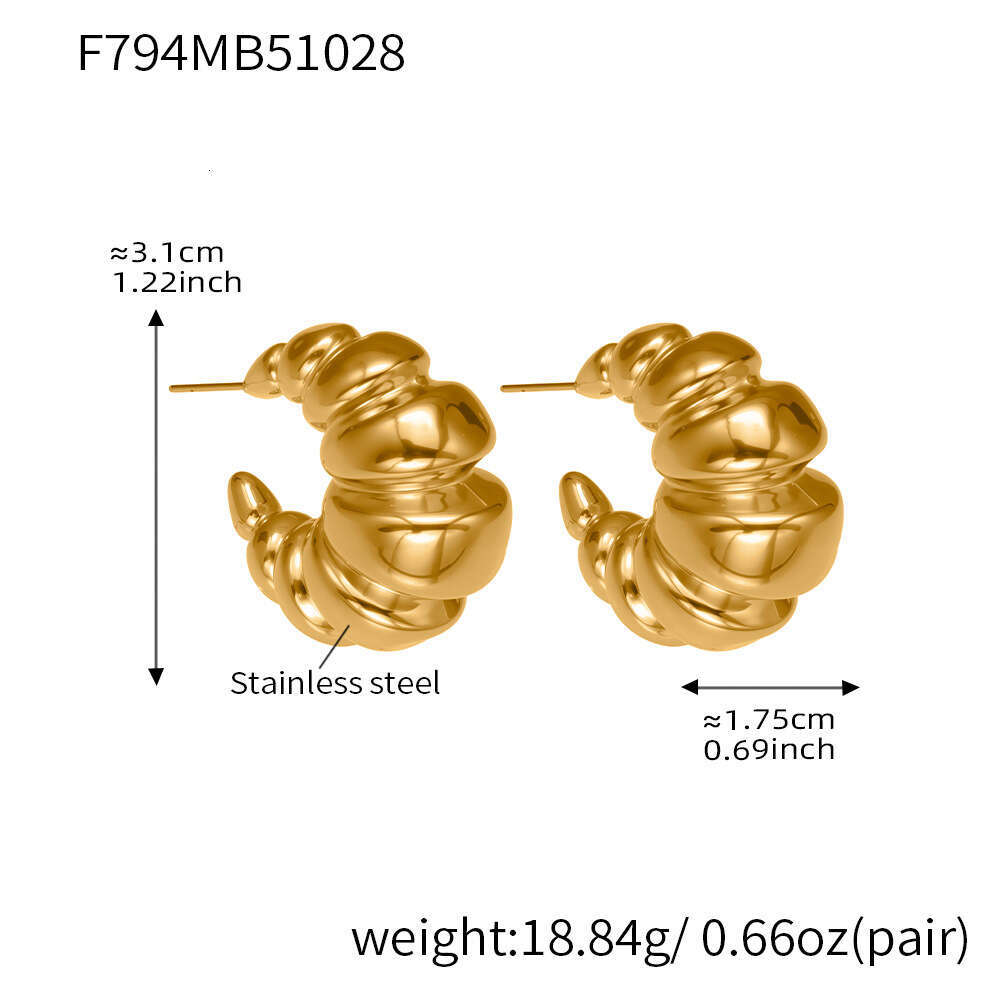 European And American Niche Design Twisted Croissant Earrings INS French Minimalist Style Stainless Steel Ear Clips For Women