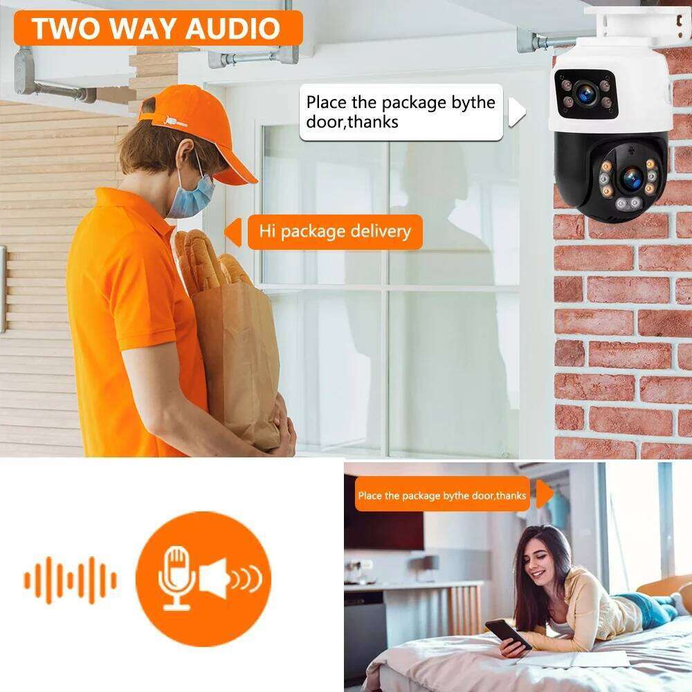 Dual Lens 8MP 4K POE PTZ IP Camera Outdoor Video Surveillance CCTV Cameras For Xmeye NVR Two Way Audio Human Detection 26W0306