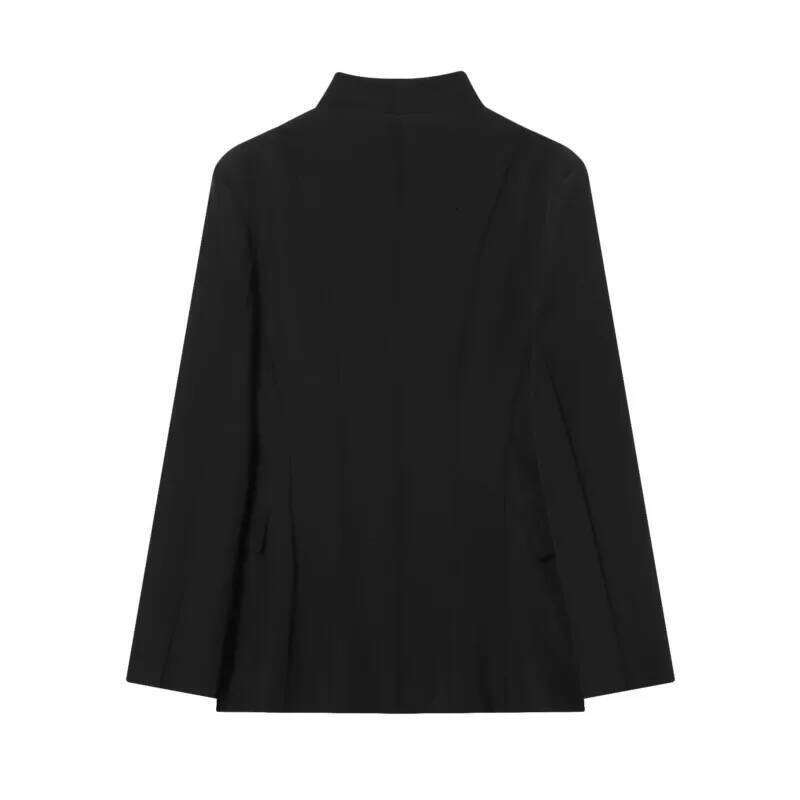 Autumn Women Simple Blazer V Neck Long Sleeve Women's Casual Pocket Coats Chic Female Tops