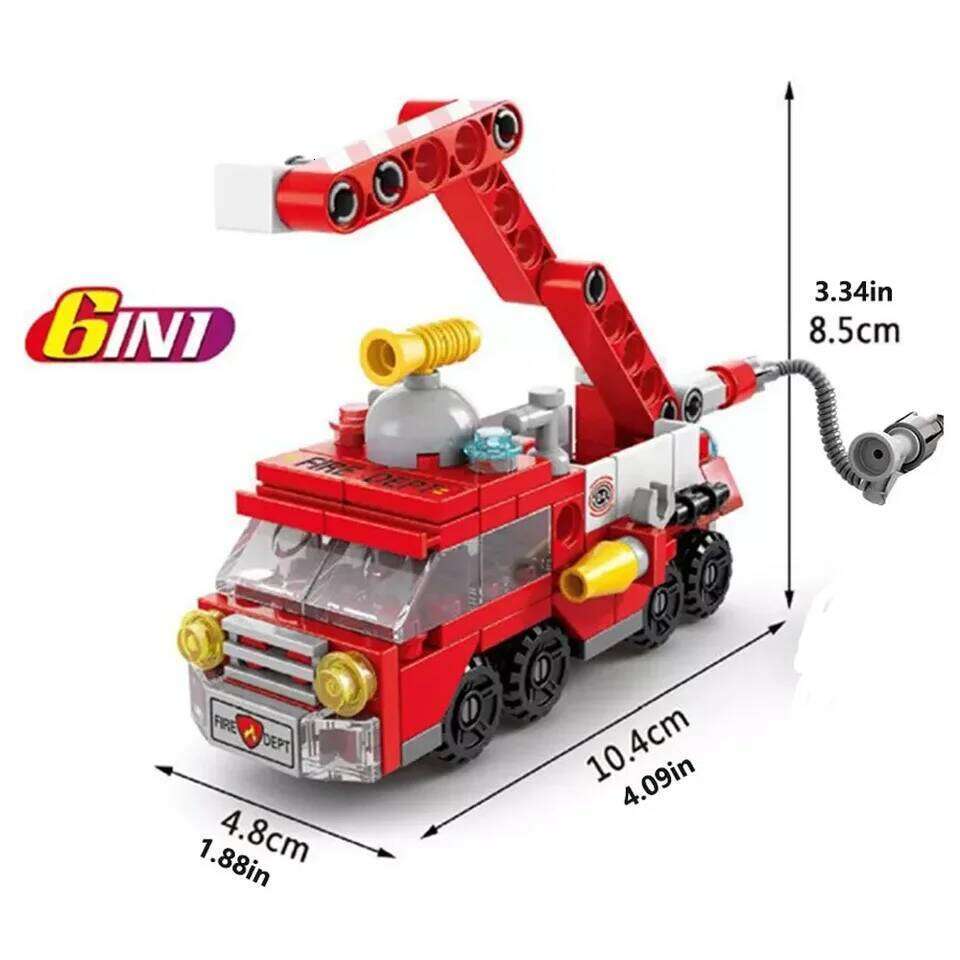 142Pcs City Truck Fighting Building Blocks Sets Fire Brigade Car Model Toy Small Particles Bricks DIY Educational Toys for Z260306