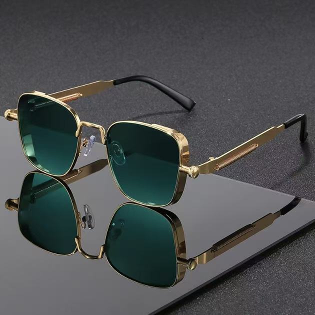 Designer Sunglasses New Square Frame Sunglasses Fashion Retro Steampunk Metal Outdoor Bicycle Sunglasses European And American High End Sunglasses Wit