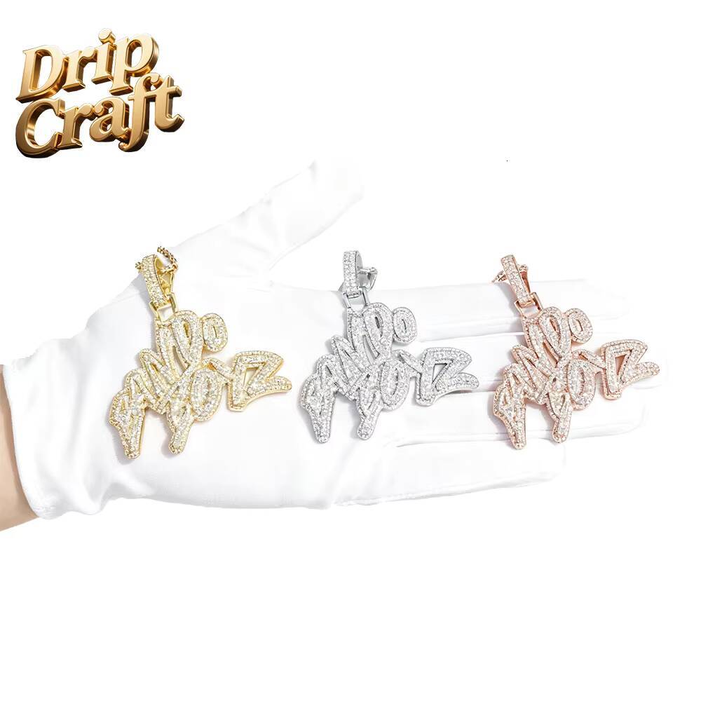 Hip-hop Bando Boyz Pendant Necklace Gold Plated Link Chain silver vvs moissaniteia Unisex Trendy Jewelry