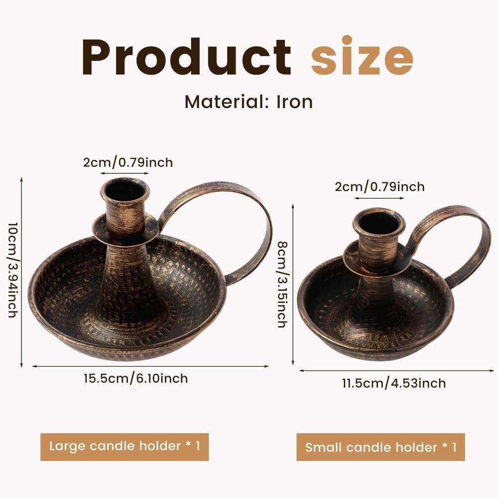 2Pcs Holder Iron Taper Candle Stand with Curved Handle Retro Candlestick Holders Decorative for Home Wedding Party XJ260305