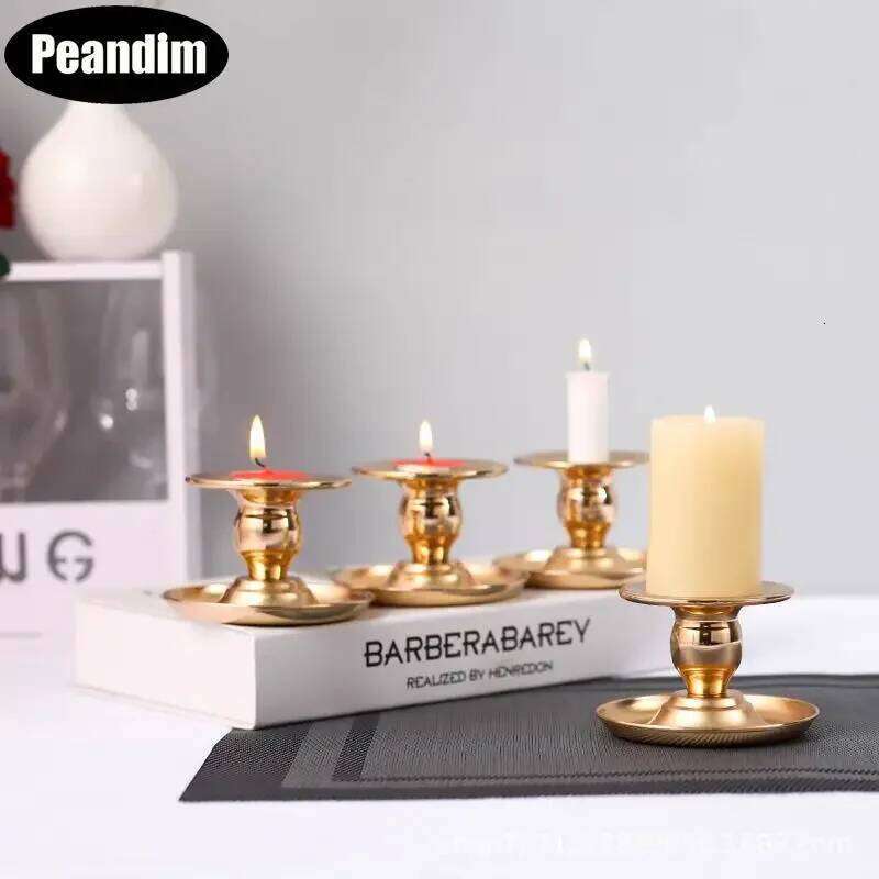 PEANDIM Votive Gold Candle Holder Exquisite Home Table Decoration Candlestick 2pcs/lot XJ260305