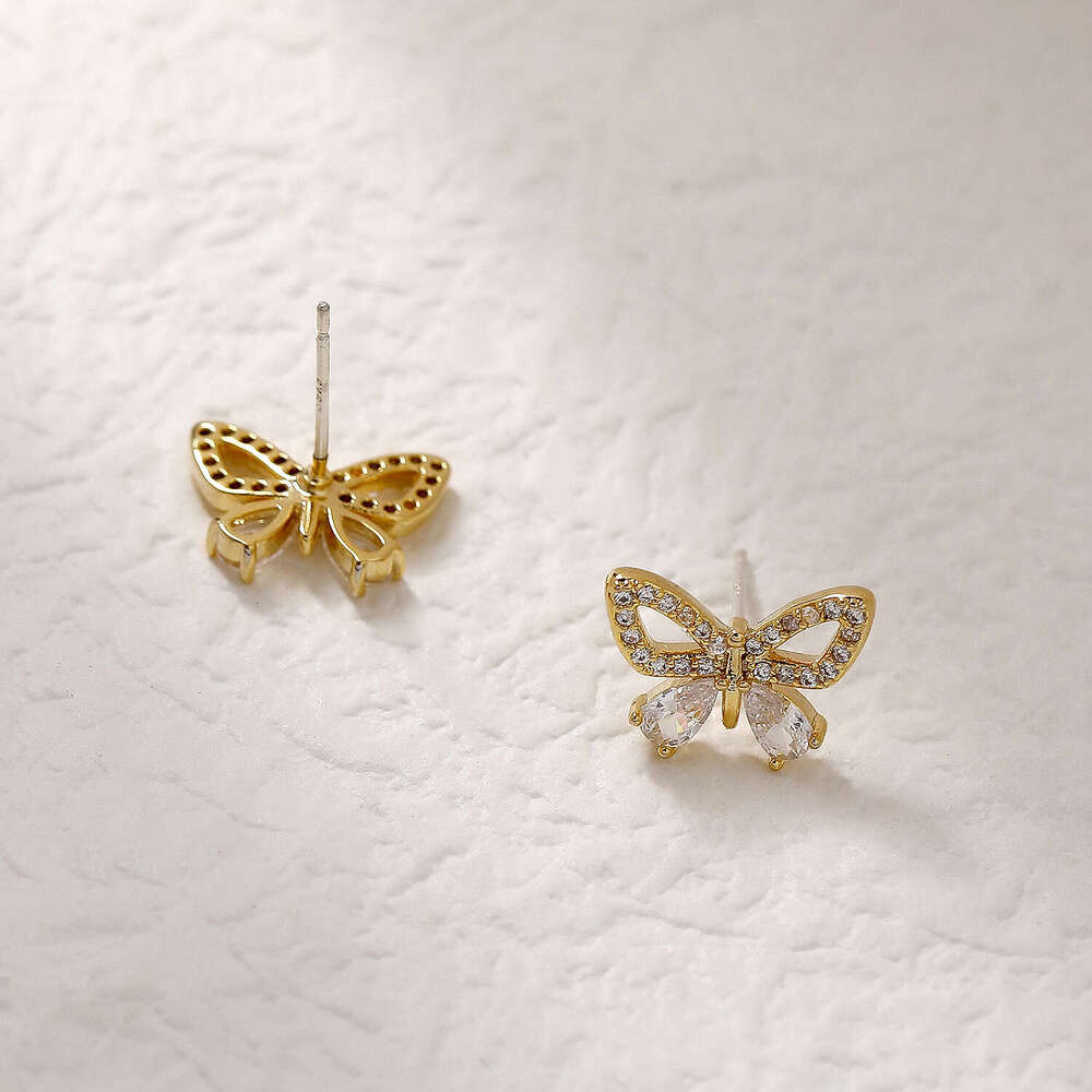 Luxury Commuting Diamond Girl's Bowknot Stud Earrings Korean Style Internet Celebrity Versatile High-End Earrings