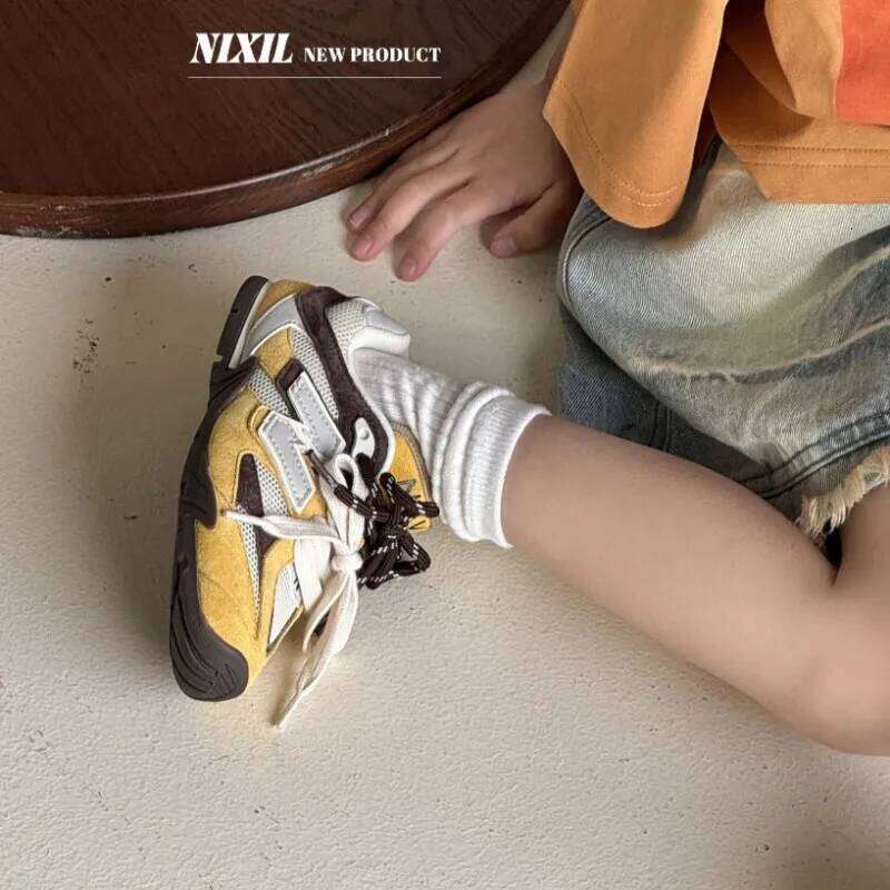 Children's sports spring summer 2026 retro style single mesh breathable casual boys girls soft soled panel shoes 26Y0304