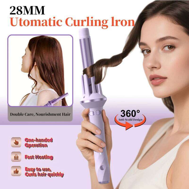 28/32mm Automatic Hair Large Wave Curling Iron Tongs Temperature Adjustable Anion Fast Heating Styling Curler 26Y0306