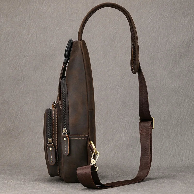 Luufan Leather Mens Chest Bags iPad Mini Cow Leather Shoulder Bags Casual Sporty Male Anti Theft Chest Pack Slim Bag For Men 260305