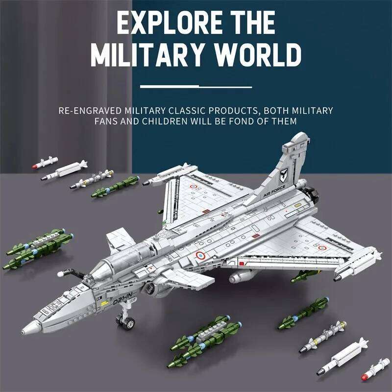 2099PCS Rafale Fighter Model Building Blocks Diy Military Plane Series Assembly Bricks Desktop Ornament Kids Toys Holiday Gifts Z260305