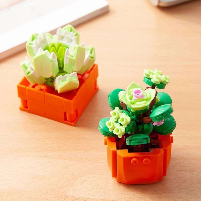 Mini Flower Building Blocks Home Desktop Succulent Potted Ornaments Diy Small Particles Puzzle Assembled Children's Toy Gift Z260306