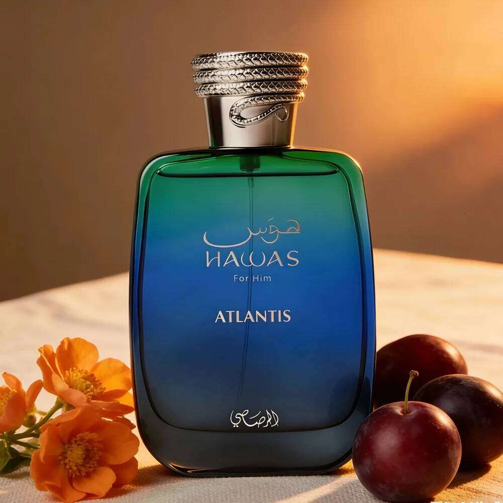 Rasasi Hawas Atlantis Eau De Parfum For Men 100ml Aquatic Citrus Scent With Bergamot Lemon Ambergris Base Note Spray 26H0306