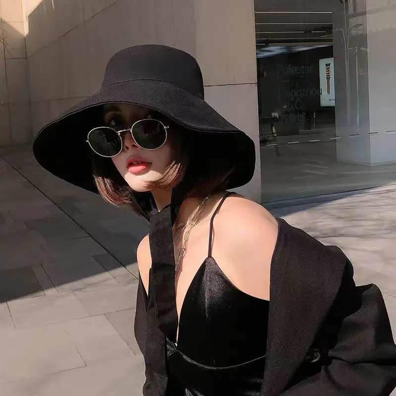 Summer Spring Japanese Tie Bucket Hat Womens Korean-style Big Eave Fisherman Foldable UV Cotton Linen Beach Strap Sun Hat 260228