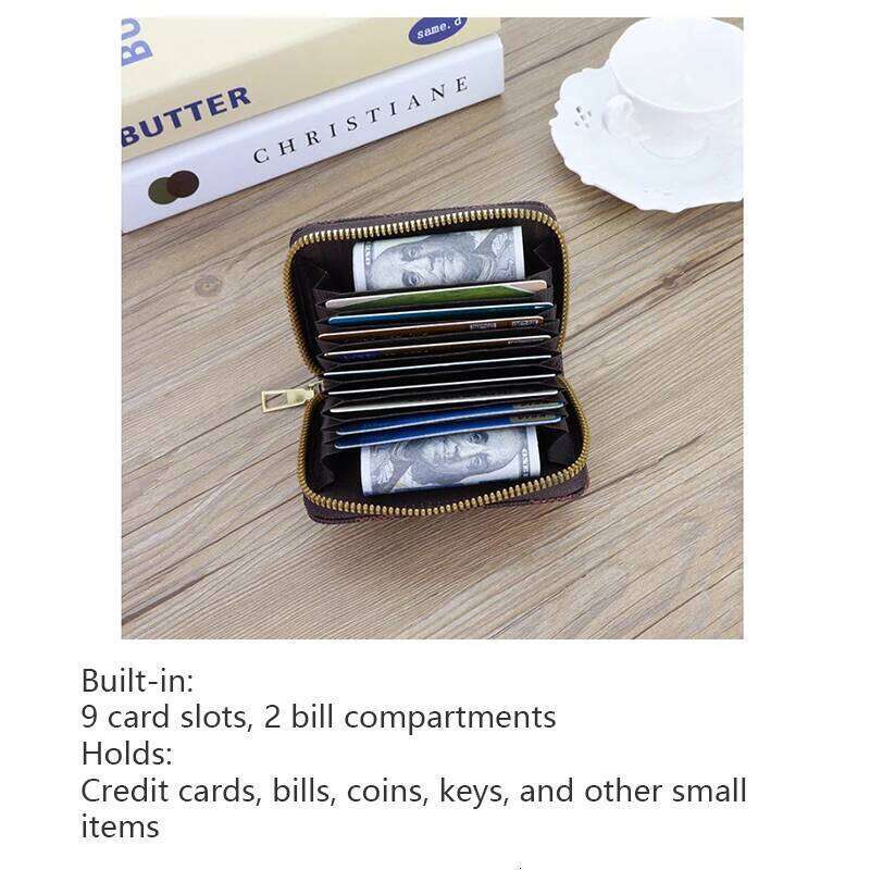 Mini Card Holder Compact Wallet, Coin Purse, Portable Leather Pouch, Multi-Functional Zipper Storage Bag, Fashion Pattern C260304