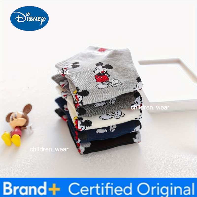 Disney 5 Pairs Kids Mickey Mouse Socks Classic Black White Soft Stretchy Polyester Breathable Cartoon Socks for Boys Girls H2603061