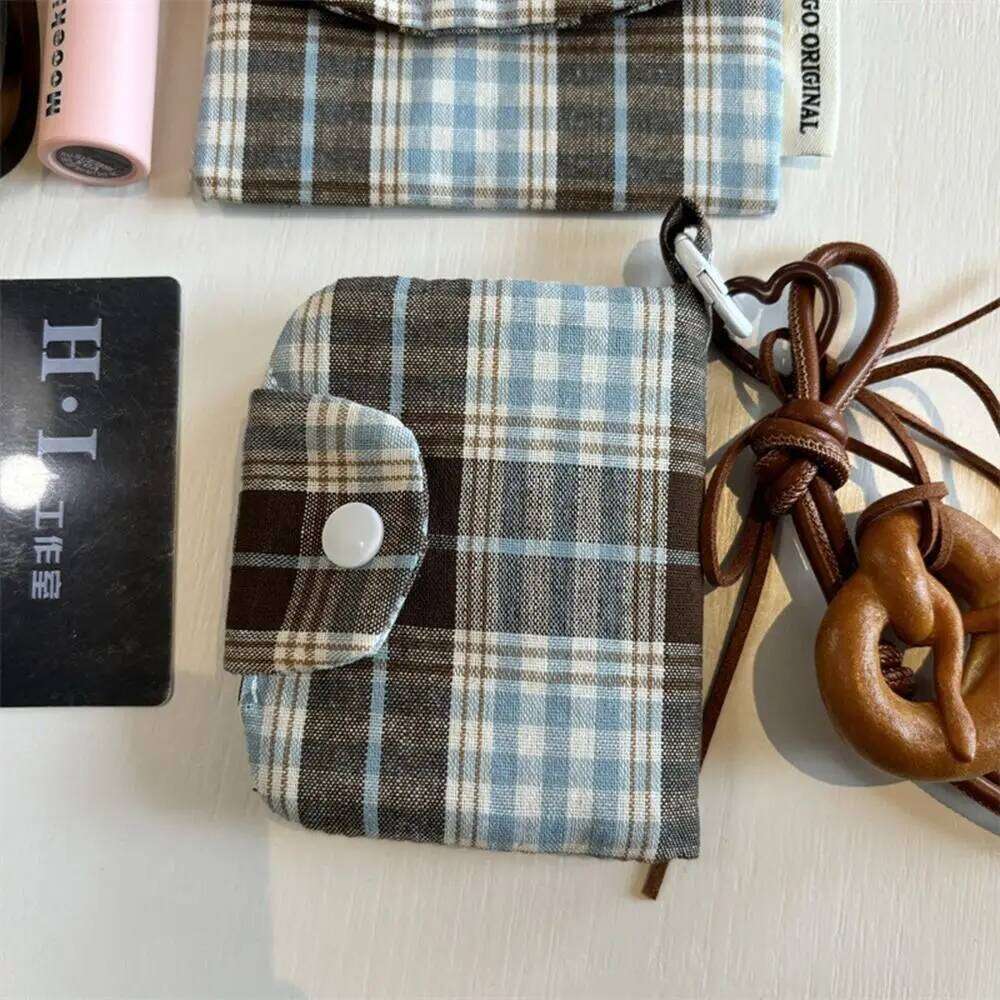 Canvas Retro Plaid Zipper Portable Mini Cash Wallet Coin Purse Multifunctional Cloth Envelope Wallets Outdoor C260304