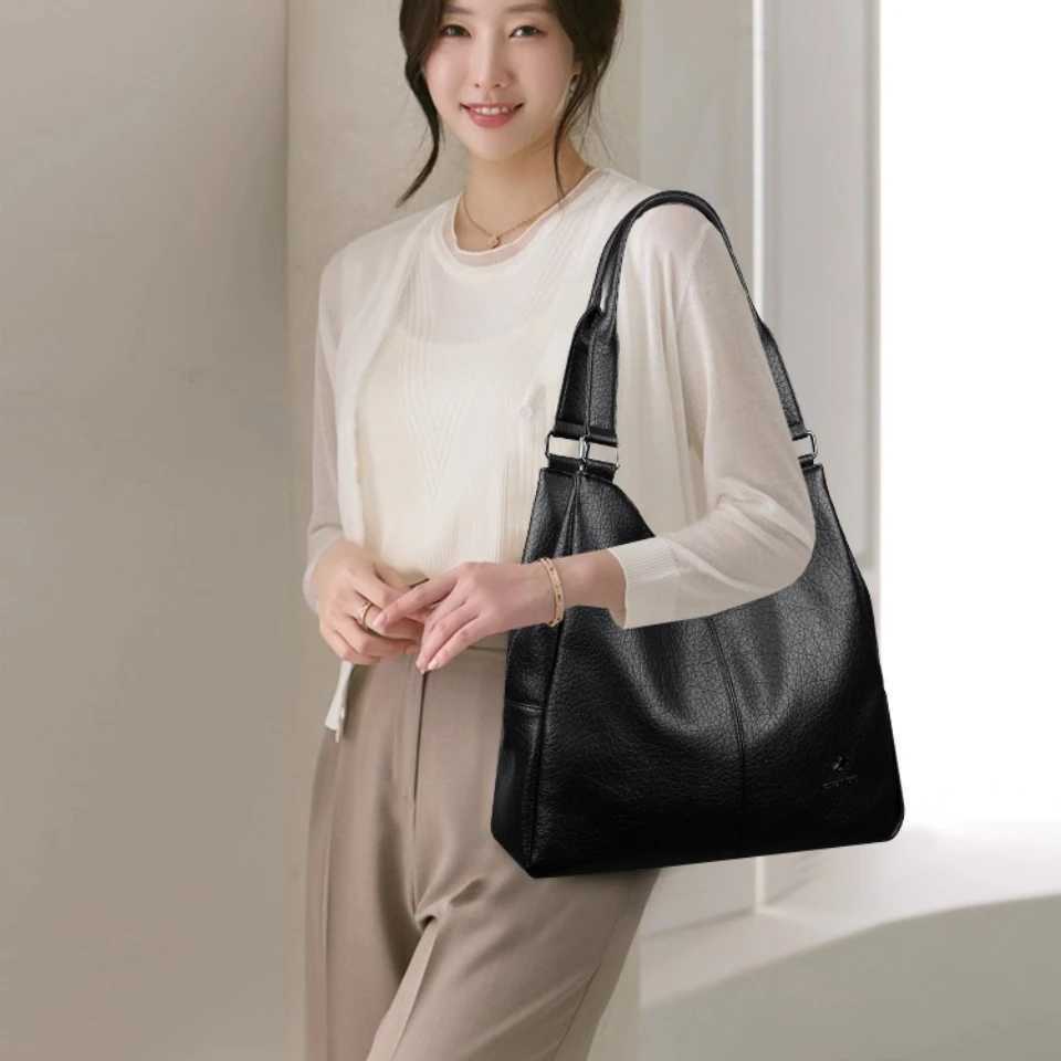 Three Layers Genuine Tote Bag Handbags for Women Mom Shoulder Hand Bag Designer Top Quality Soft Pu Leather Sac New H260306